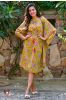 Yellow Floral Cotton Kaftan Dress
