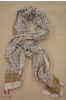 White And Grey Floral Mulmul Block Printed Scarves 