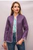 White And Purple Block Print Reversible Cotton Quilted Jacket