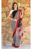 Black And Red Hand Block Printed Cotton Sarees 