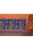 Tawny Orange Floral Printed Tussar Silk Fabric