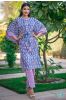Blue And Pink Block Printed Kaftan Dress Set