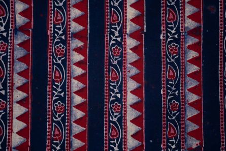 Blue Red Ajrakh Cotton Fabric