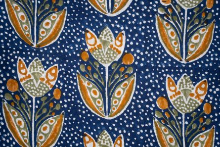 NAVY BLOCK PRINTED ECOVERA FABRIC(WIDTH-60 INCHES)-HF6182