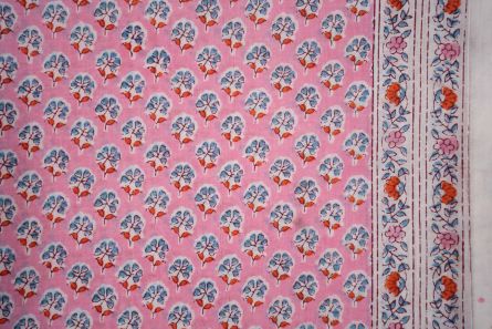 Pink Bordered Block Print Fabric