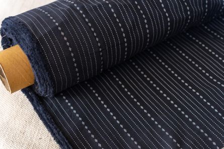 Black Striped Khari Cotton Blend Dobby Fabric(2.25 Mtr)