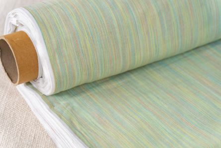 Green Striped Khari Cotton Blend Fabric(2.25 Mtr)