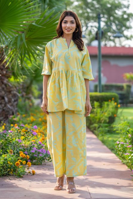  GREEN YELLOW PRINTED CO-ORD SET-NVCD23