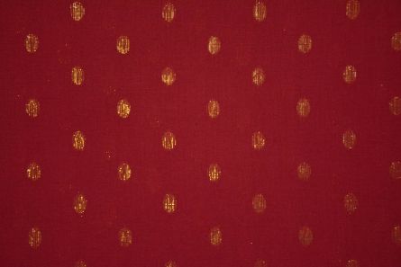 Tango Red Golden Zari Buti Cotton Fabric