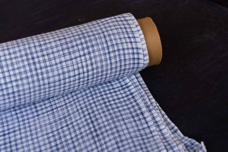 Blue Checks Handloom Khari Cotton Fabric