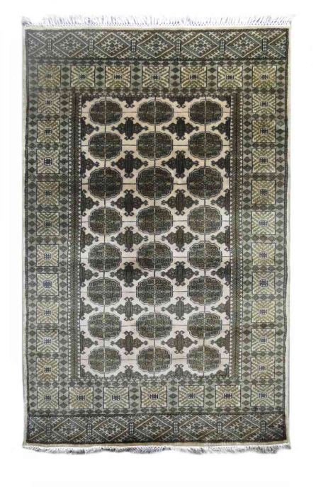 CREAM AND GREEN HANDMADE WOOLEN CARPET FROM INDIA
