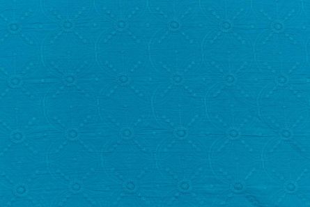 Blue Chikankari Embroidered Cotton Fabric (58" Width )