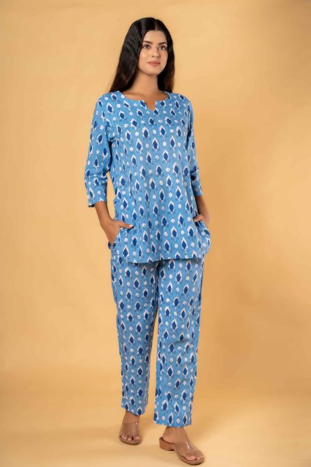 BLUE WHITE PRINTED NIGHT SUIT-NS186