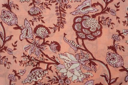 Peach Floral Printed Fabric