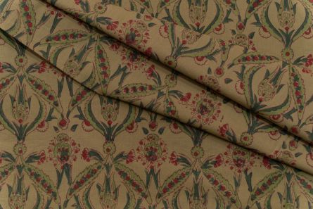 SLATE GREEN FLORAL HAND BLOCK PRINTED COTTON FABRIC-HF5105