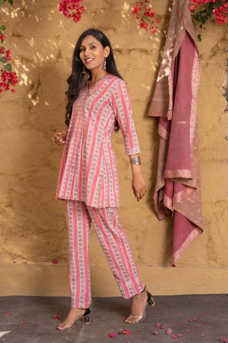 PINK BLOCK PRINTED CO-ORD SET-NVCD08