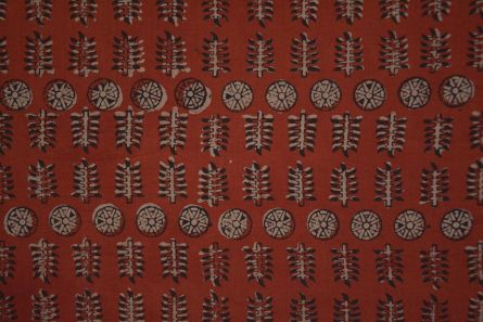 Natural Red Ajrakh Hand Block Print Cotton Fabric