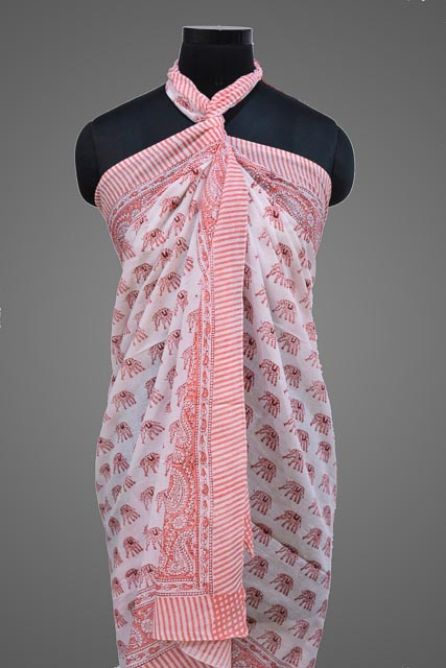 FLORAL PRINTED PAREO SARONG IN PINK COLOR- NPS158