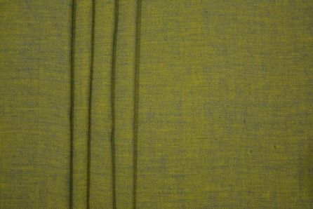 APPLE GREEN YELLOW HERRING BONE DOUBLE TONE HANDLOOM COTTON FABRIC-HF3136