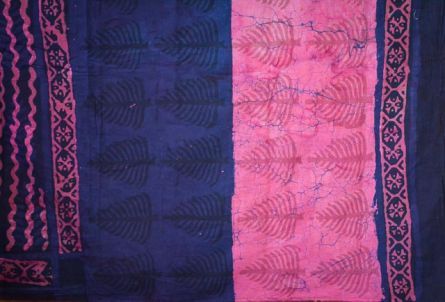 Purple And Pink Bagru Print Cotton Sarees