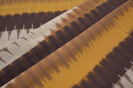 BROWN AND WHITE FINE IKAT FABRIC BY THE YARD-HF3298