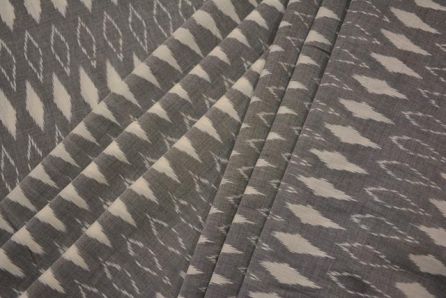 GREY AND WHITE FINE IKAT FABRIC BY THE YARD-HF3307