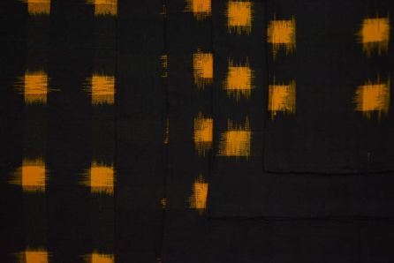 BLACK AND MUSTARD DOUBLE IKAT COTTON FABRIC -HF3905