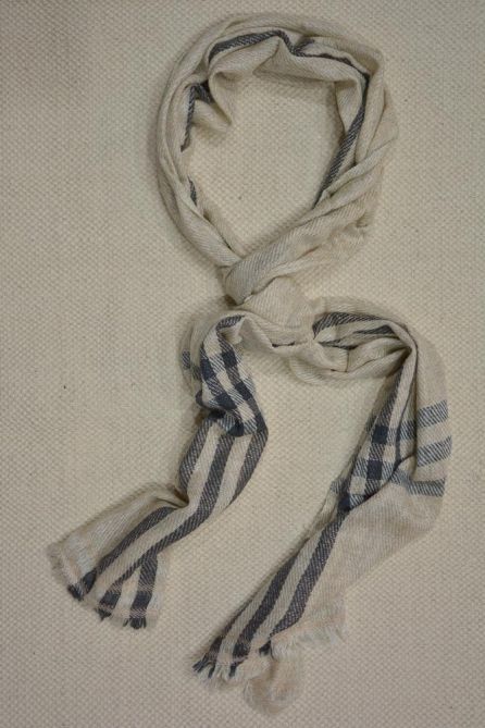 BEIGE AND BLACK CHECKS CASHMERE WOOL STOLE-C55