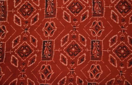 Maroon Paisley Ajrakh Block Print Rayon Fabric