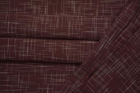 BROWN AND WHITE HANDWOVEN COTTON FABRIC-HF2128