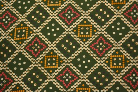 Chive Green Bandhej Print Rayon Fabric