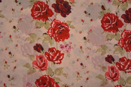 Creamish Pink Floral Digital Print Pure Crepe Fabric