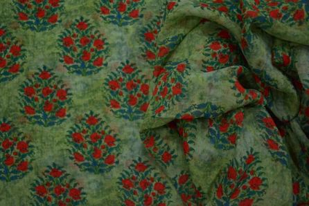 SPRUCE GREEN FLORAL PRINTED CHIFFON FABRIC BY THE YARD-HF2219