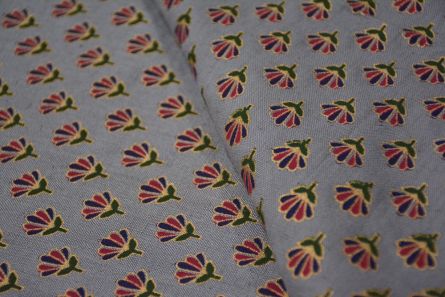 GREY AND GOLDEN FLORAL PRINT FLAX COTTON FABRIC-HF4464
