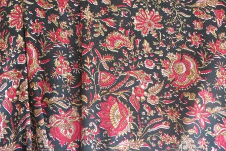 BLACK AND RED PAISLEY POLYESTER SATIN FABRIC-PS6
