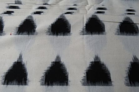 WHITE AND BLACK DOUBLE  IKAT FABRIC-HF459