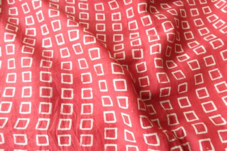 RED AND WHITE COTTON SILK FABRIC BY THE YARD-HF611