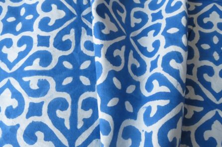 BLUE AND WHITE UPHOLSTERY COTTON FABRIC-UF27