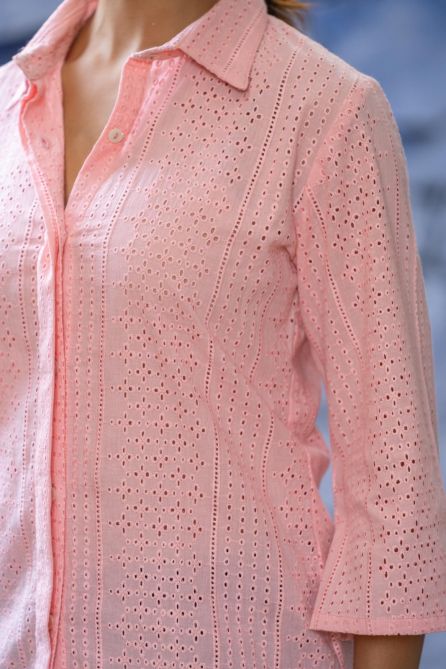 Pink Embroidery Shirt Top