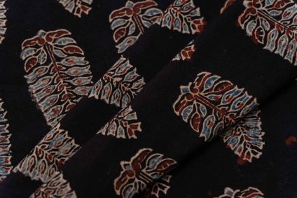 Black Ajrakh Hand Block Printed Fabric