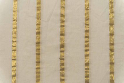 Golden Zari Striped Cotton Fabric