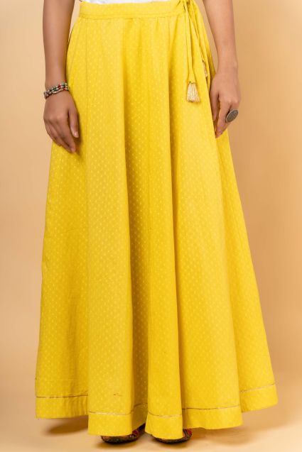 Golden Yellow Dobby Cotton Long Skirt