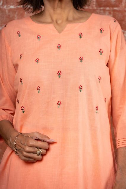 Peach Embroidered Lounge Set