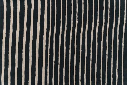 Black Stripes Block Printed Fabric