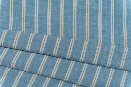 Blue Striped Khari Cotton Fabric