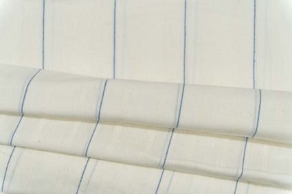 Blue Stripes Khari Cotton Fabric