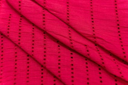 Carnation Pink Chikankari Embroidered Fabric