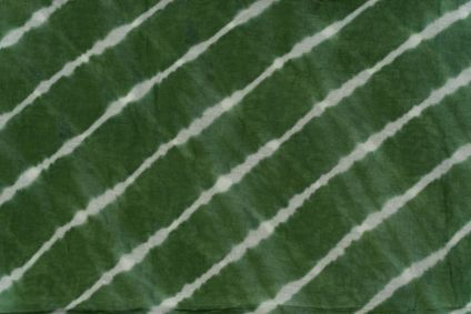 Deep Green Block Printed Lehariya  Silk Cotton Fabric