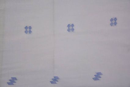 White And Blue Jamdani Cotton Fabric Online