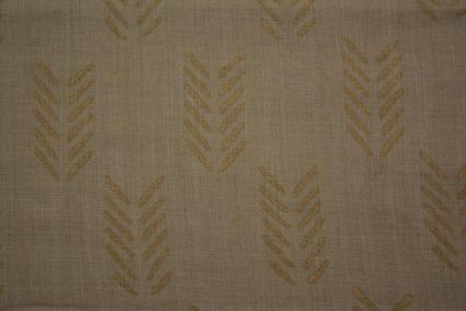 Cornstalk Brown And Gold Block Printed Pashmina Wool Fabric 